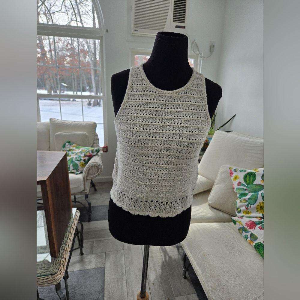 White cotton blend tank